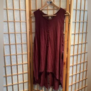 We The Free x Free People Union Henley Tank Top Aubergine Women's Size Medium